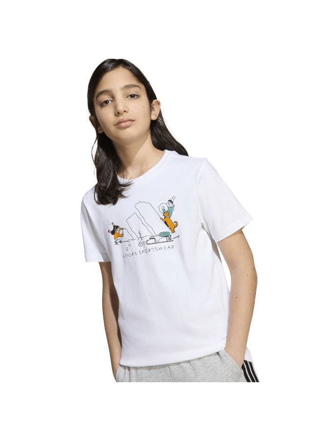 اديداس تيشيرت رياضي أبيض برسومات للأطفال - Image 5